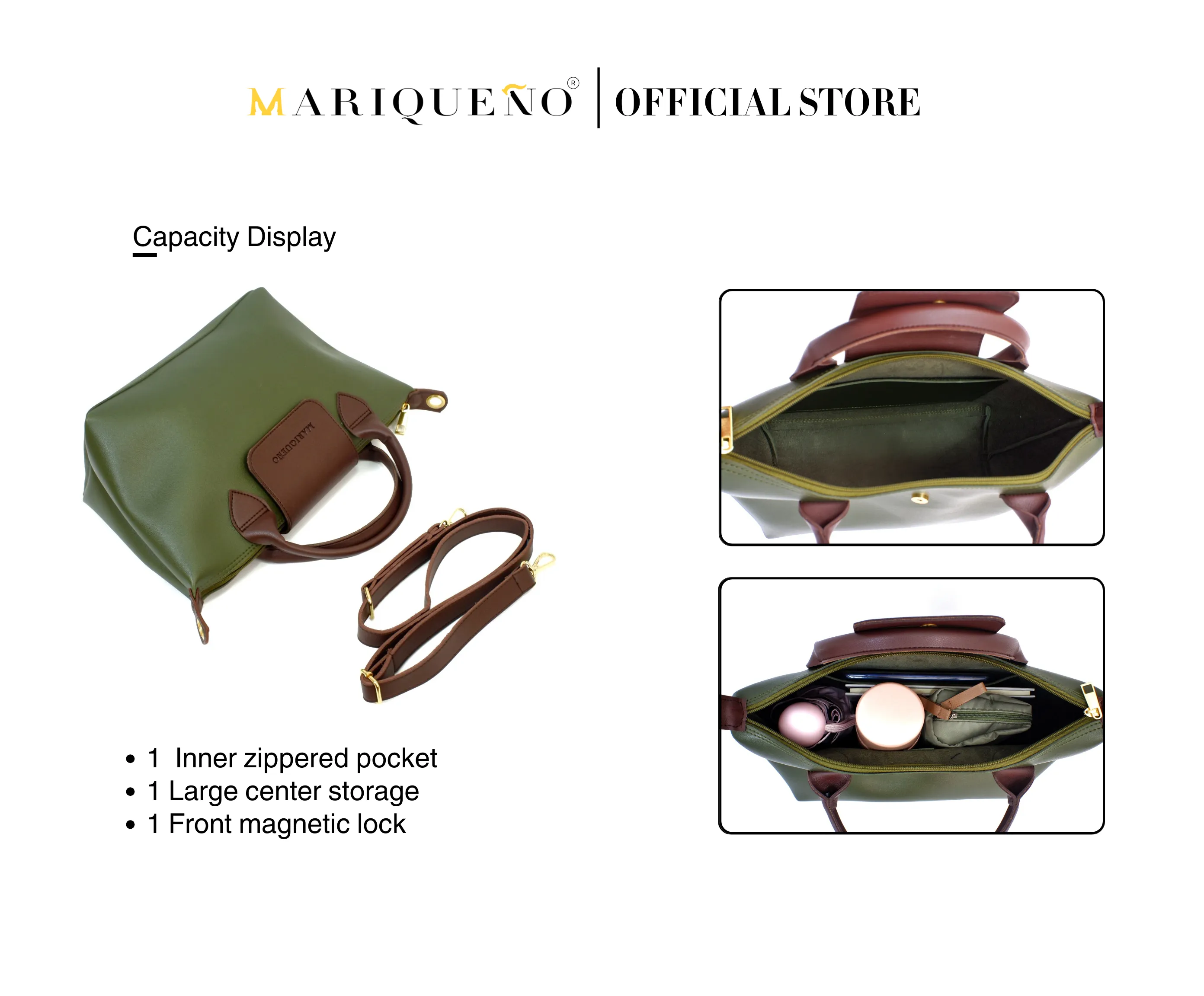 MARTHA Leather Tote Top Handle Sling Bag in Green