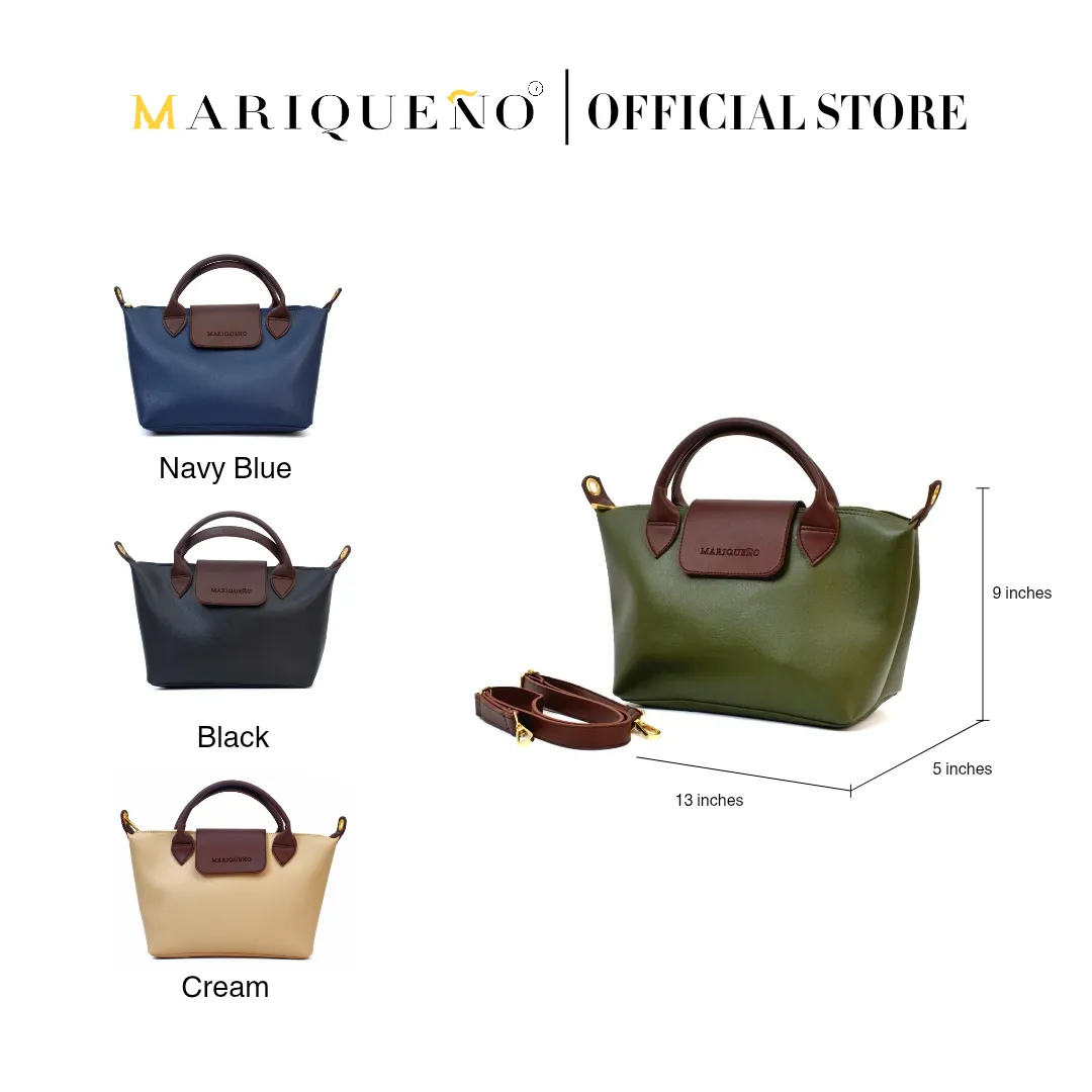 MARTHA Leather Tote Top Handle Sling Bag in Green