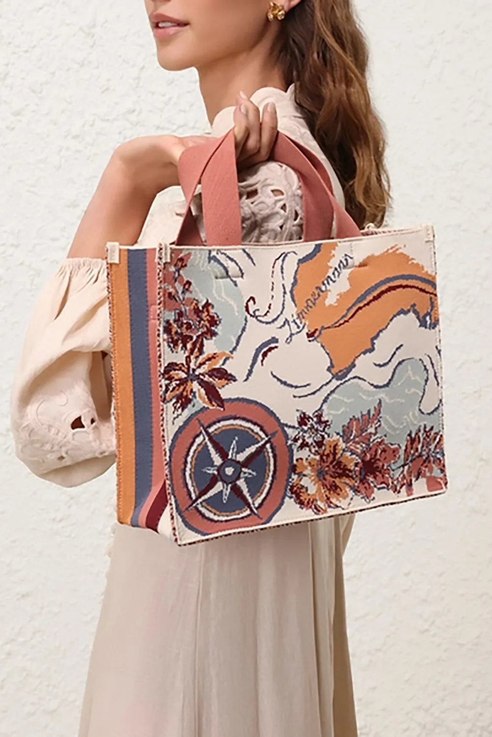 Medium Jacquard Tote in Nautical Map