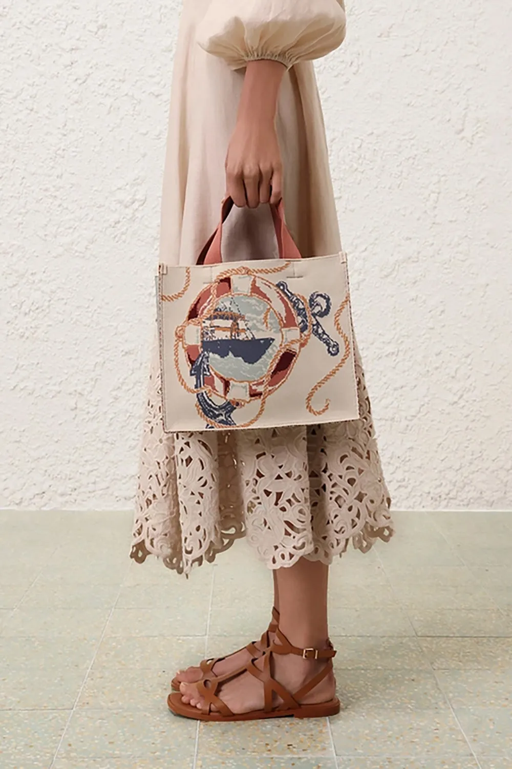 Medium Jacquard Tote in Nautical Map