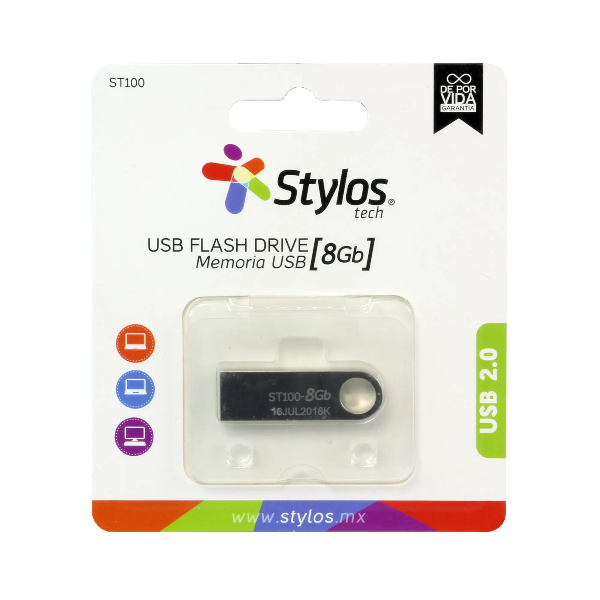 Memoria Usb Stylos Stmusb1 B 8 Gb Flash Color Plata