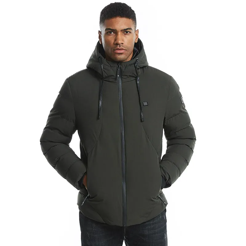 Men's Heated Hooded Winter Down Jacket