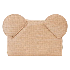 Mickey Mouse Woven Rattan Texture Zip Around Wallet by LoungeFly