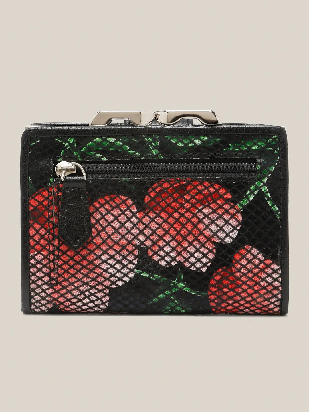 Midnight Bloom Compact Leather Wallet