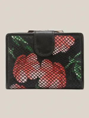 Midnight Bloom Compact Leather Wallet