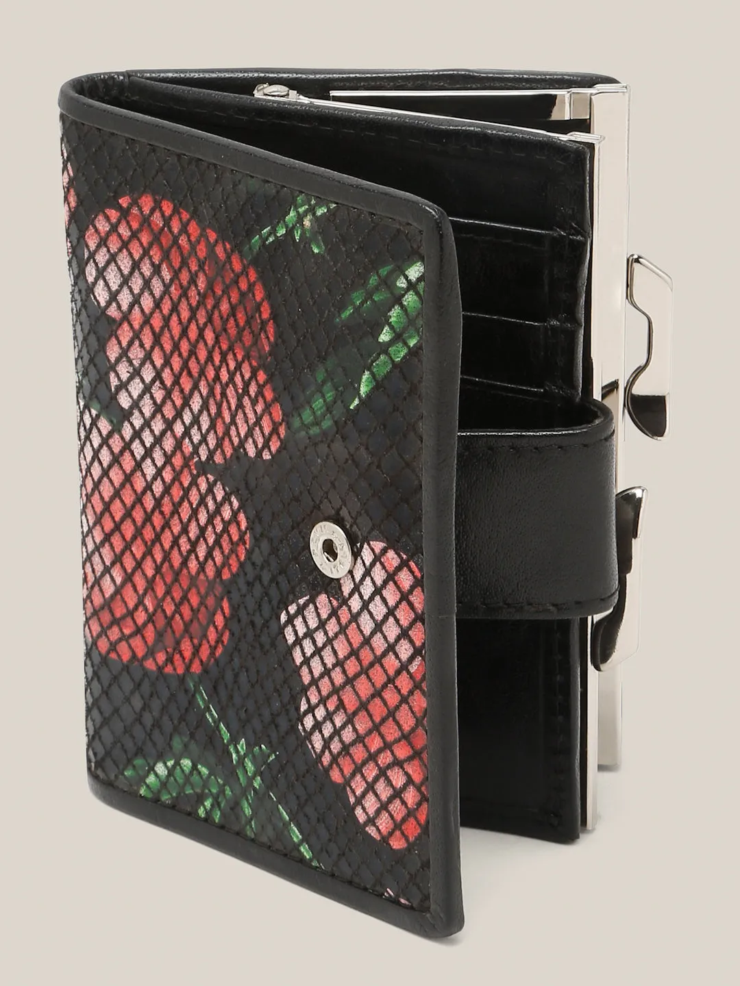 Midnight Bloom Compact Leather Wallet