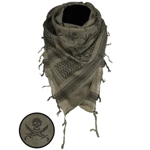 Mil-Tec Shemagh Head Scarf Skull Olive Drab / Black