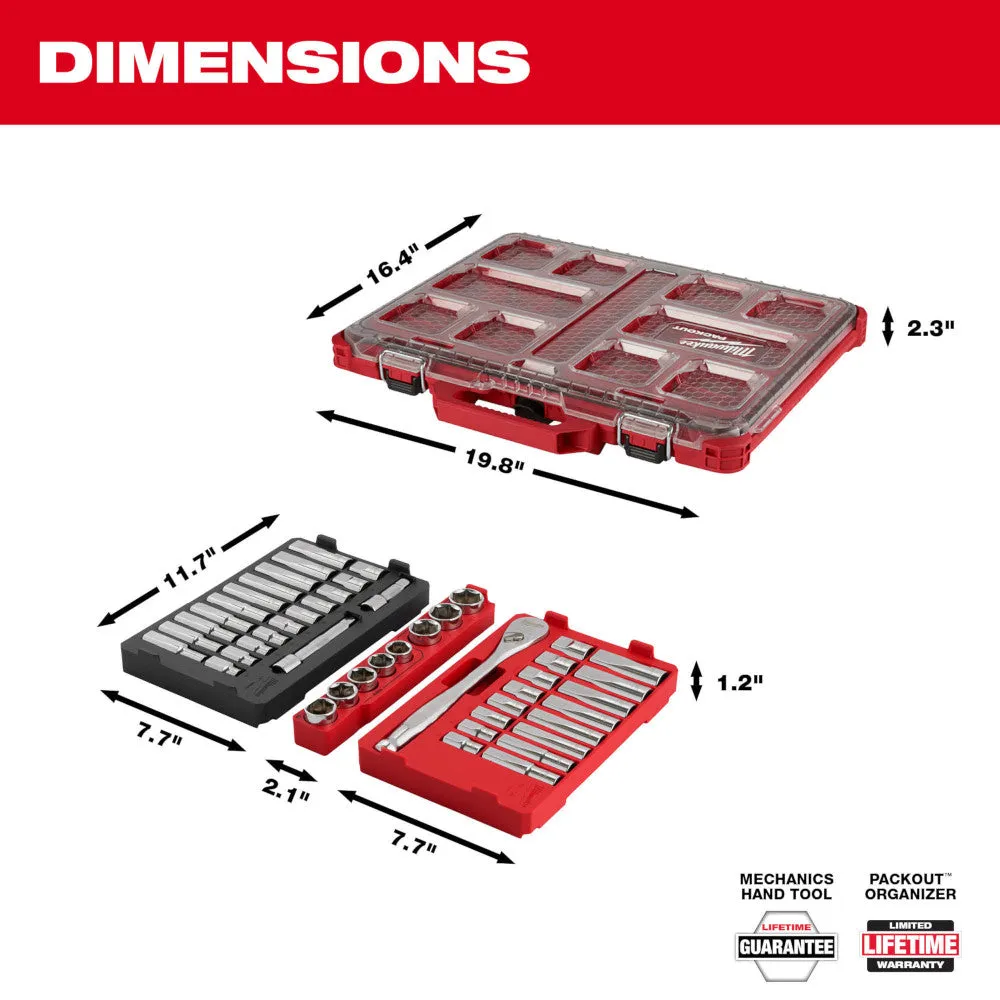 Milwaukee 48-22-9487 47pc 1/2" Drive Ratchet & Socket Set with PACKOUT Low-Profile Organizer