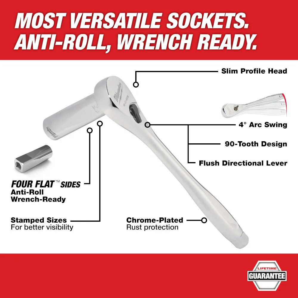Milwaukee 48-22-9487 47pc 1/2" Drive Ratchet & Socket Set with PACKOUT Low-Profile Organizer