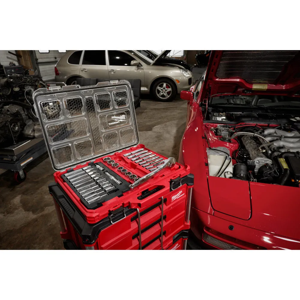 Milwaukee 48-22-9487 47pc 1/2" Drive Ratchet & Socket Set with PACKOUT Low-Profile Organizer