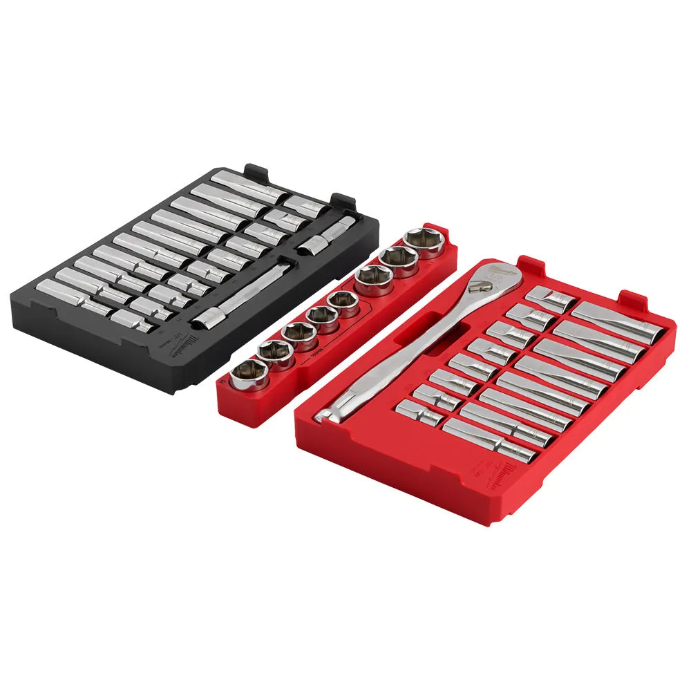 Milwaukee 48-22-9487 47pc 1/2" Drive Ratchet & Socket Set with PACKOUT Low-Profile Organizer