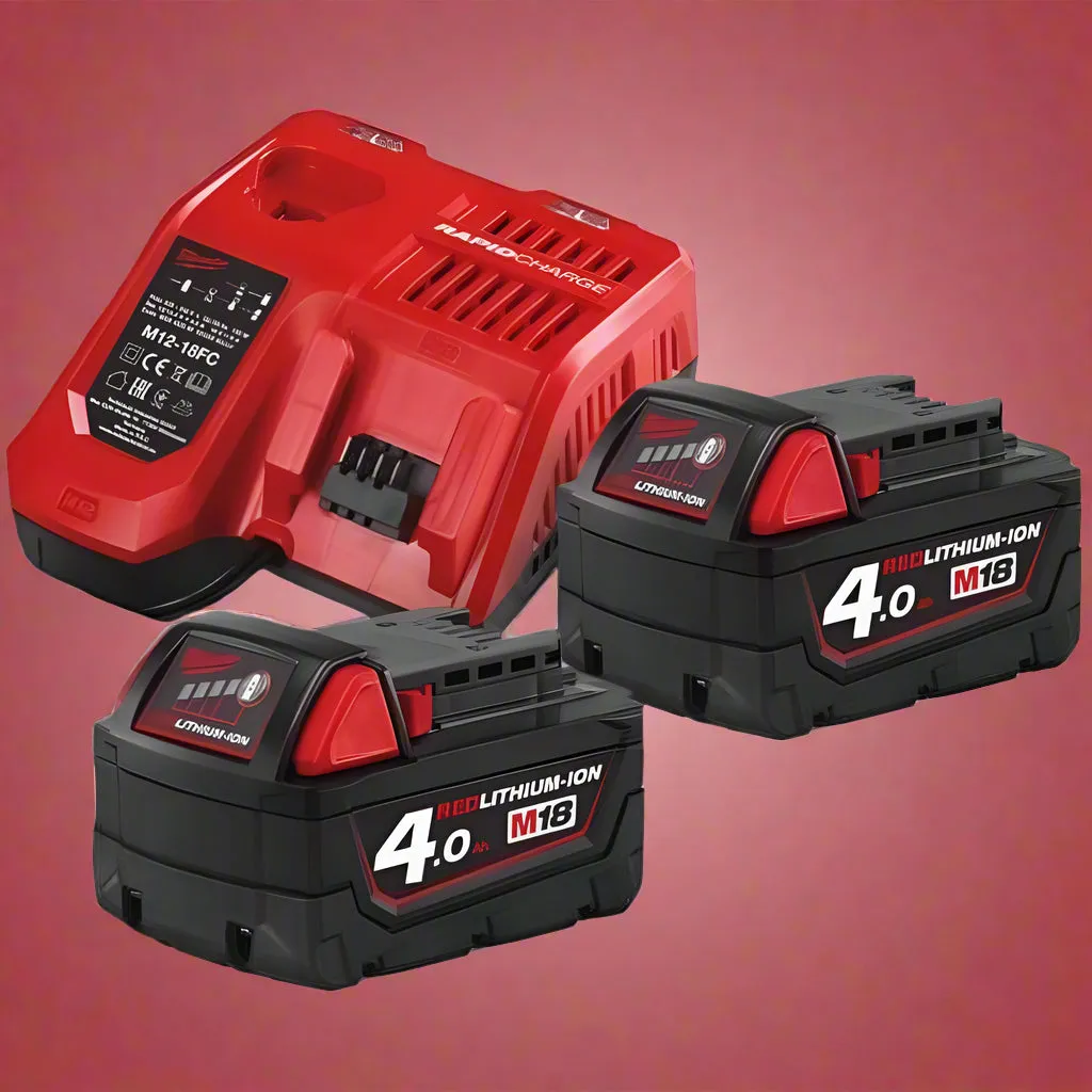 Milwaukee M18™ 2 Pair 4.0 Ah Battery & Multi Voltage Charger 18V Pack- M18 NRG-402
