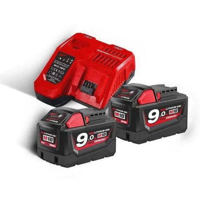 Milwaukee M18™ 2 Pair 9.0 Ah Battery & Multi Voltage Charger 18V Pack- M18 NRG-902