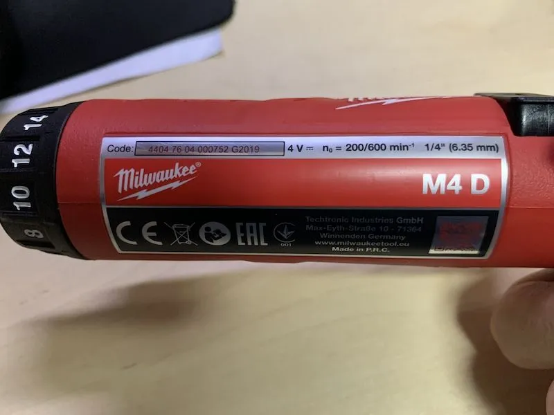 Milwaukee M4 D-202B Cordless Drill Driver / Battery Screwdriver