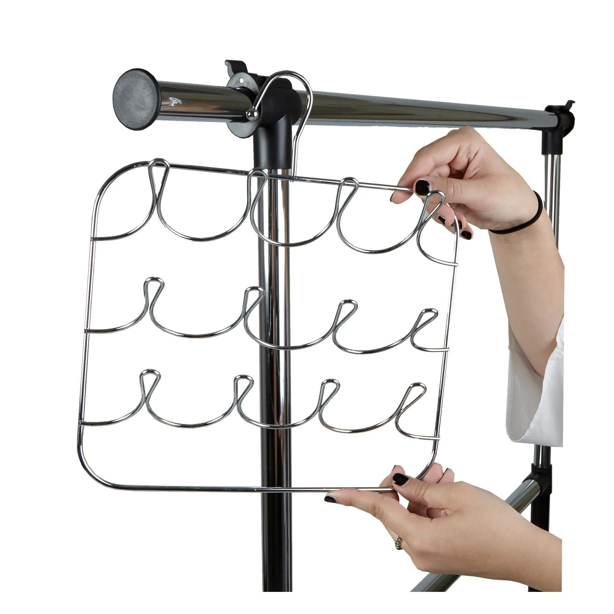 Mind Reader Scarf, Belt, Tie Organizer Hanger Holder Rack, Silver