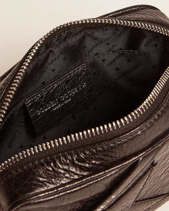 mini star bag in wrinkled calf leather - black