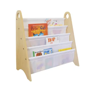 Modern Sling Bookshelf - Natural with White Canvas