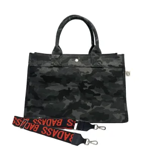 Monogram Stripe Midi East West Bag: Black Camouflage