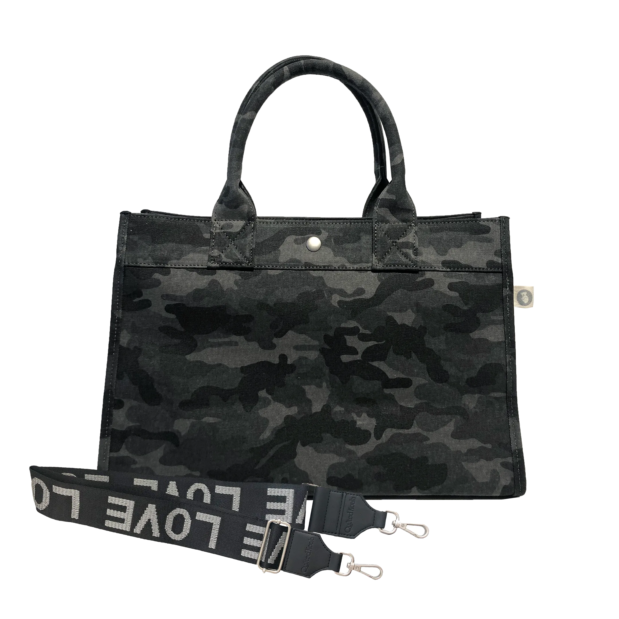 Monogram Stripe Midi East West Bag: Black Camouflage