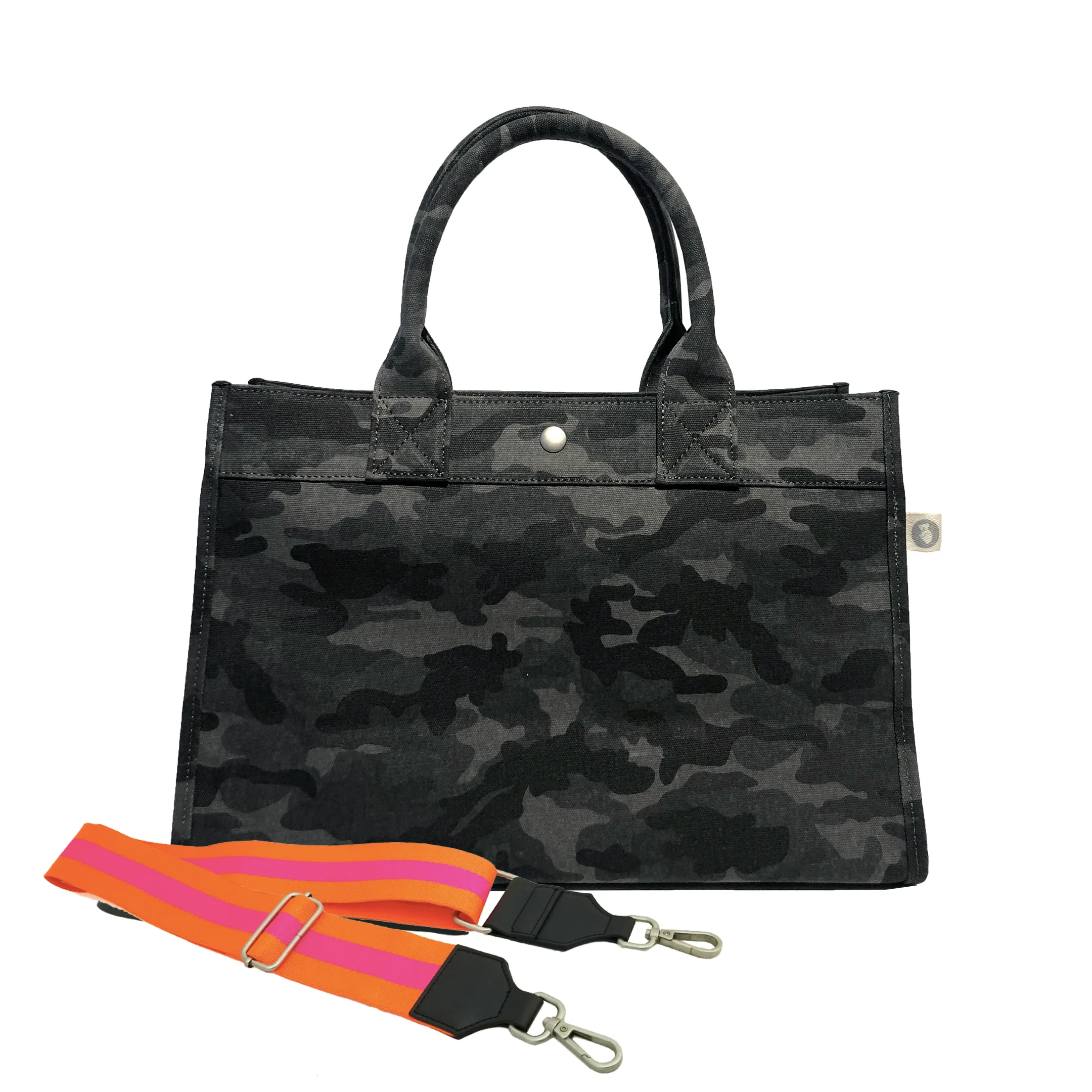 Monogram Stripe Midi East West Bag: Black Camouflage