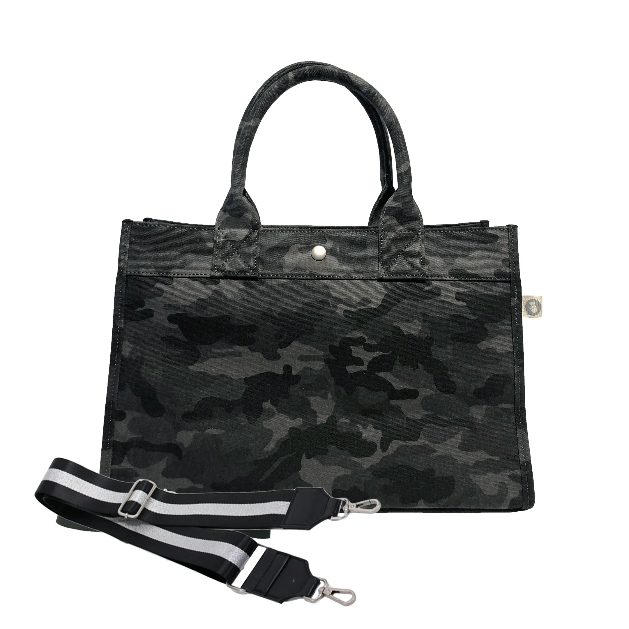 Monogram Stripe Midi East West Bag: Black Camouflage