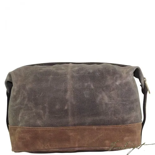 Monogrammed Waxed Top Zip Dopp Kit