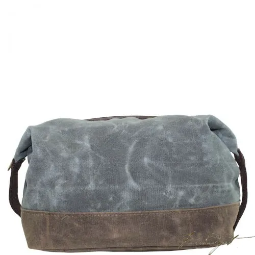 Monogrammed Waxed Top Zip Dopp Kit