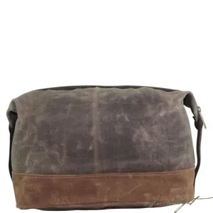 Monogrammed Waxed Top Zip Dopp Kit