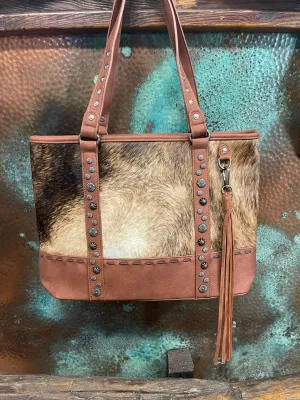 Montana West LARGE Brown Wide Get along Cowhide TOTE