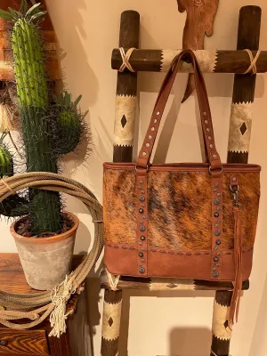 Montana West LARGE Brown Wide Get along Cowhide TOTE