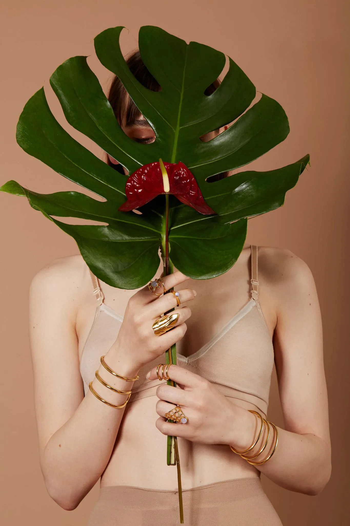 Moonstone Lattice Ring in Gold