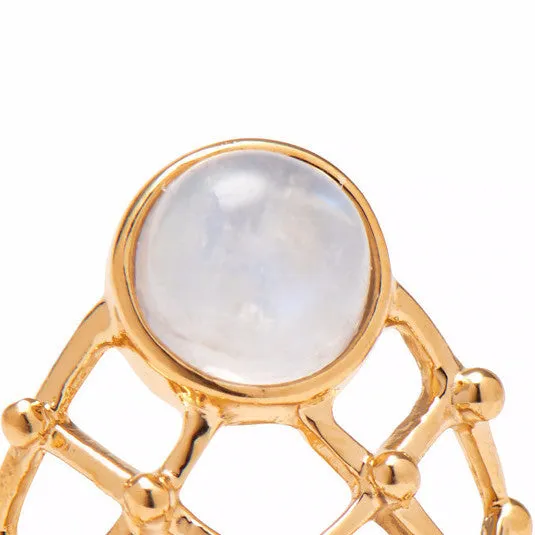 Moonstone Lattice Ring in Gold