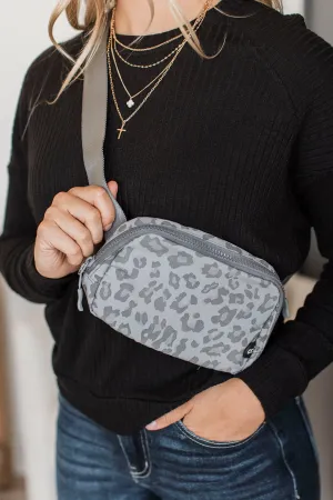 Moving On Along Belt Bag- Charcoal Leopard