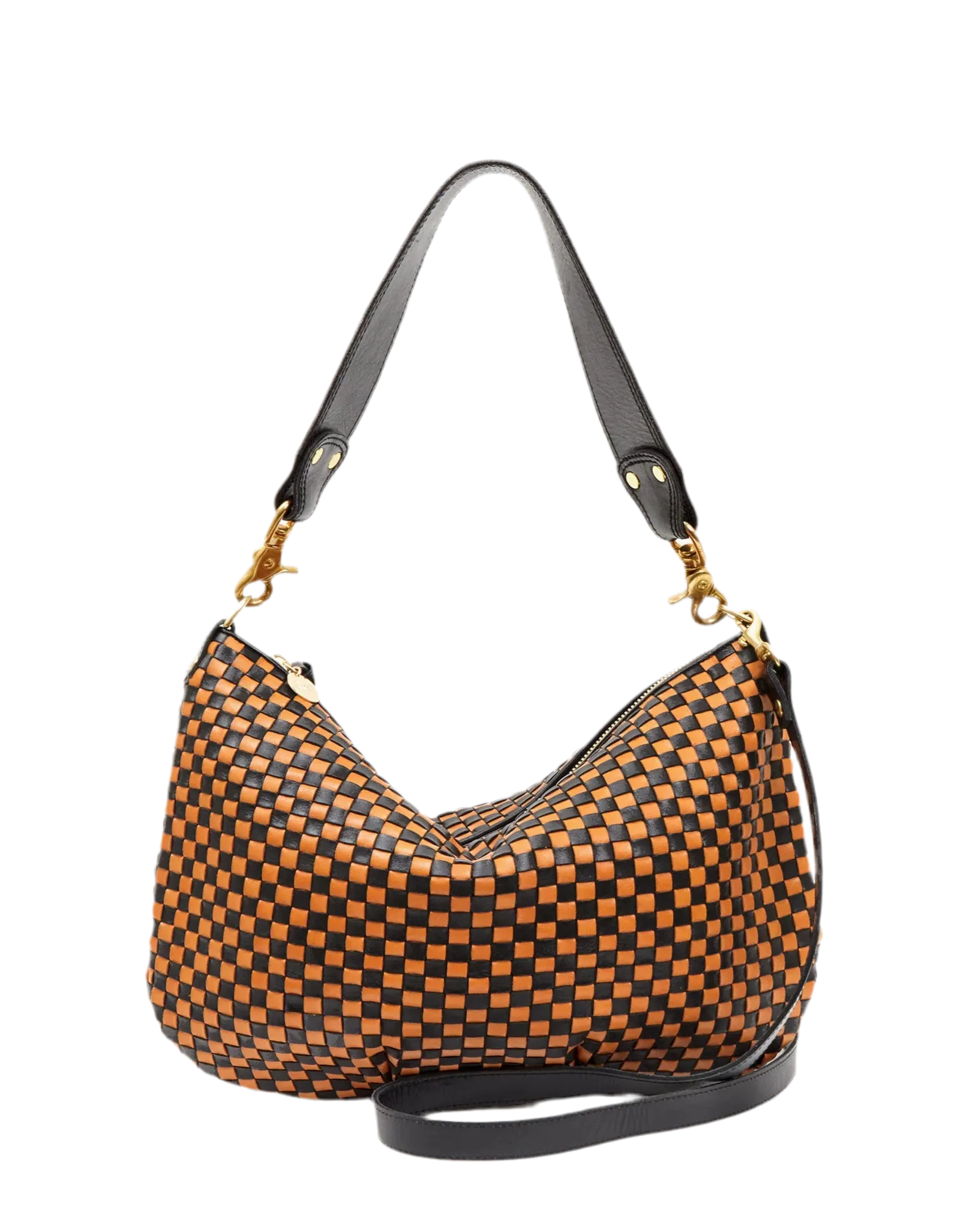 Moyen Messenger in black/tan woven leather