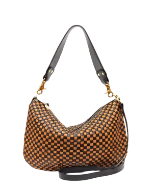 Moyen Messenger in black/tan woven leather