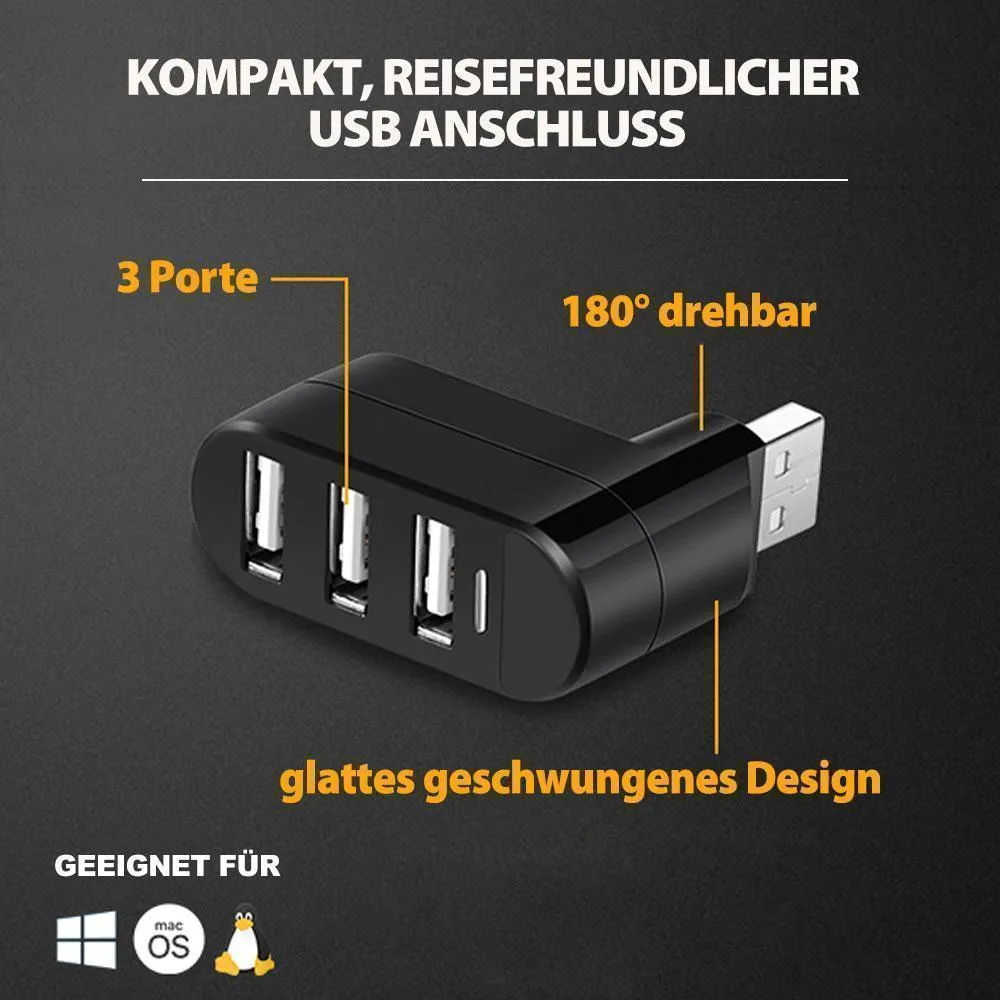 Multifunktionaler Mini drehbarer 3-Port USB-Anschluss