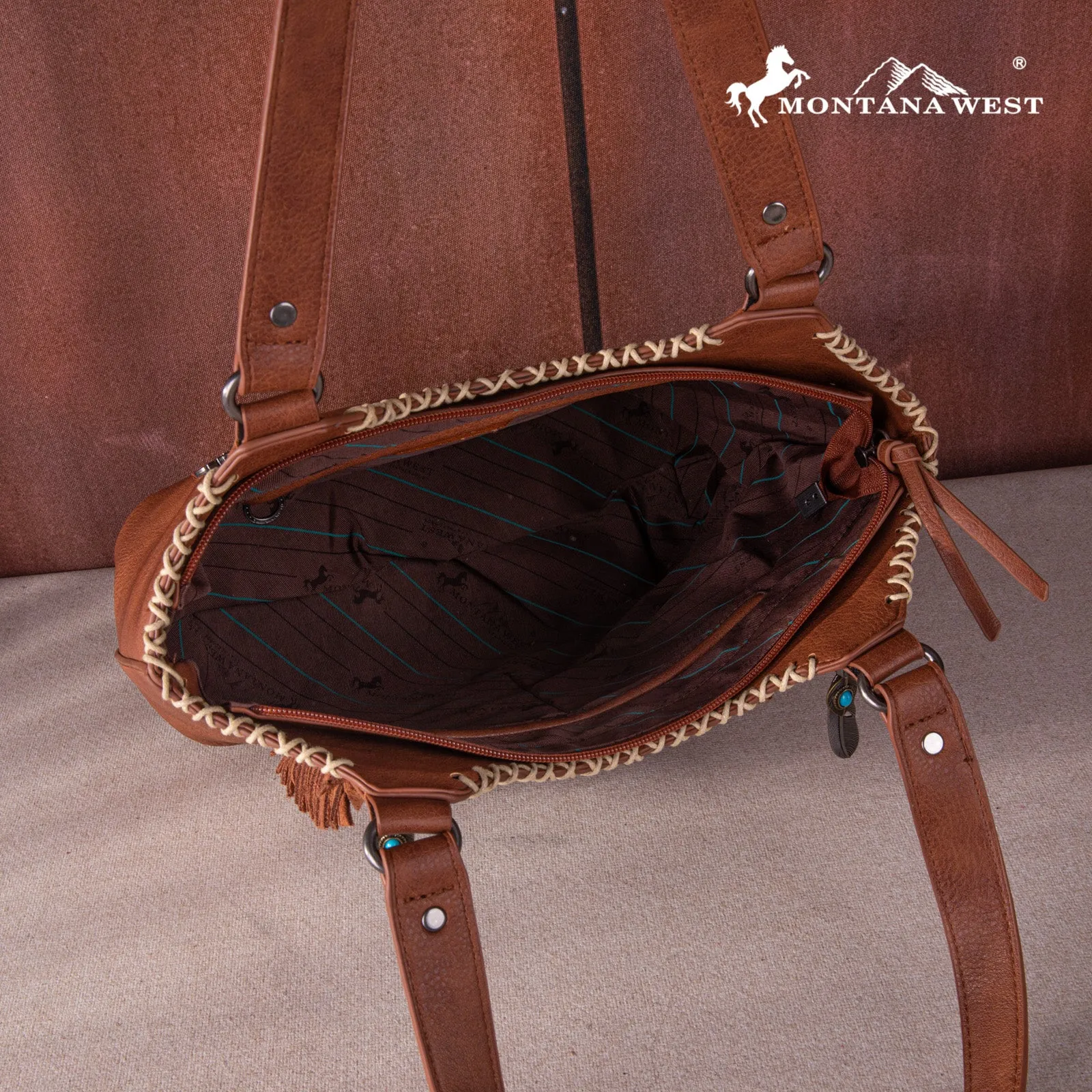 MW1259-8005  Montana West Feather Collection Concealed Carry Tote