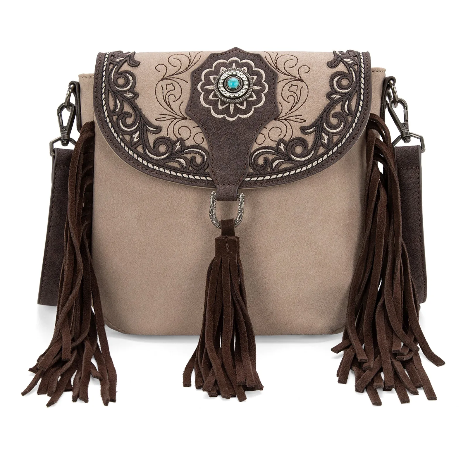 MW1307-8360 Montana West Concho Embroidered Concho Collection Saddle Bag/Crossbody
