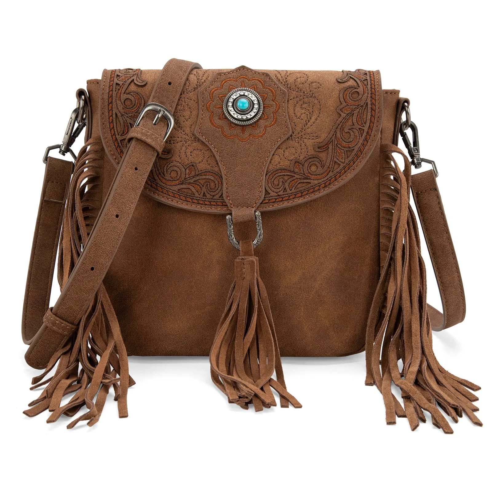 MW1307-8360 Montana West Concho Embroidered Concho Collection Saddle Bag/Crossbody