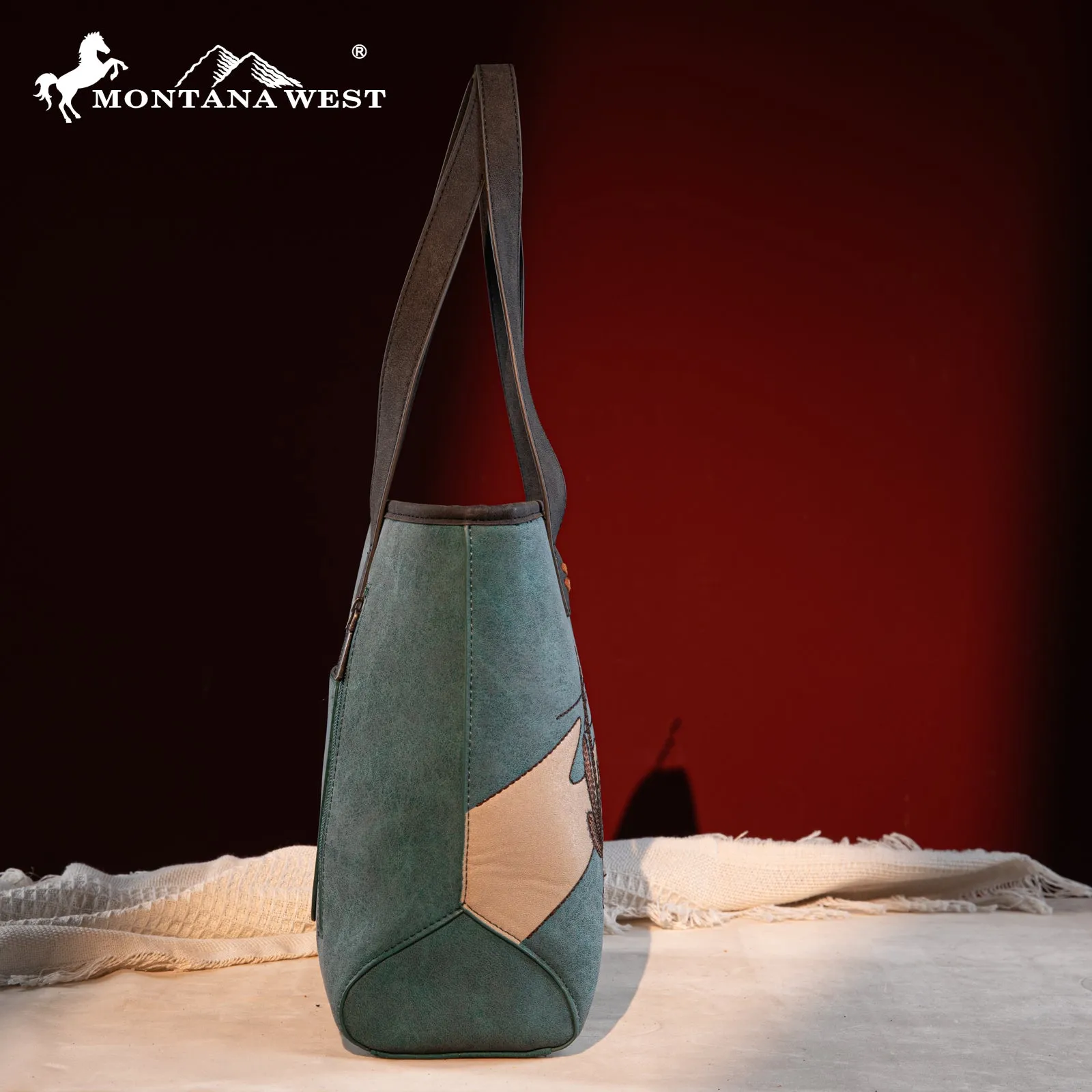 MW1309G-8317W  Montana West Embroidered Tote with Wallet Set