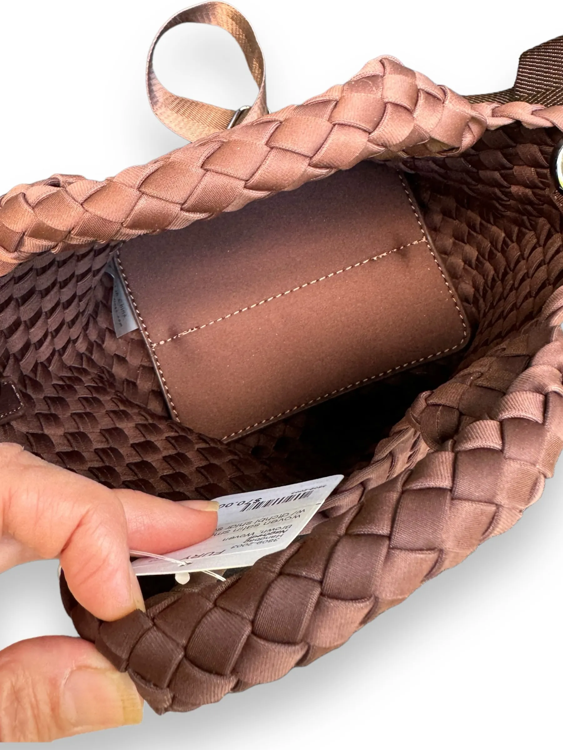 Naghedi Brown Woven Handbag