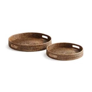 NAPA Home & Garden, BURMA RATTAN ROUND OTTOMAN TRAYS SMALL, SET OF 2,N4TN06BR