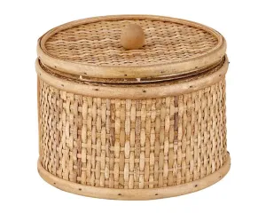 Natural woven rattan trinket box with lid