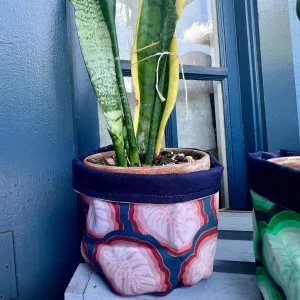 Navy Monstera Fabric Organizer/Plant Sack