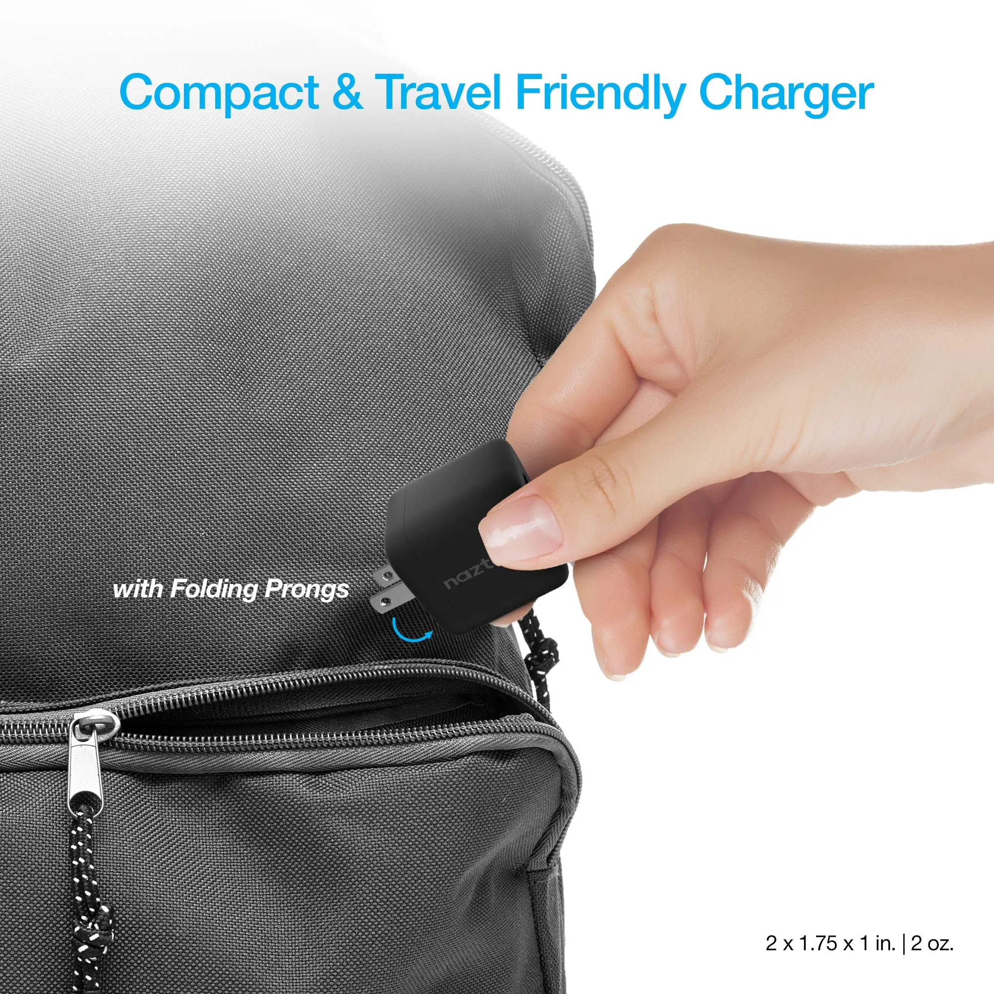 Naztech 30W USB-C PD Fast Wall Charger   USB-C to USB-C Cable 4ft - Black