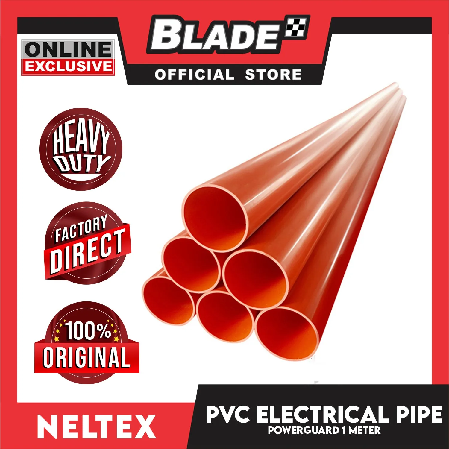 Neltex PVC Electrical Pipe Powerguard 20mm (1/2) x 1meter (Orange) Electrical Wire Safety Organizer