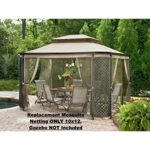 New Beige Replacement Mosquito Netting For Lattice Panel 10X12 Ft. Gazebo! Mosquito Net Only, Gazebo NOT Included!
