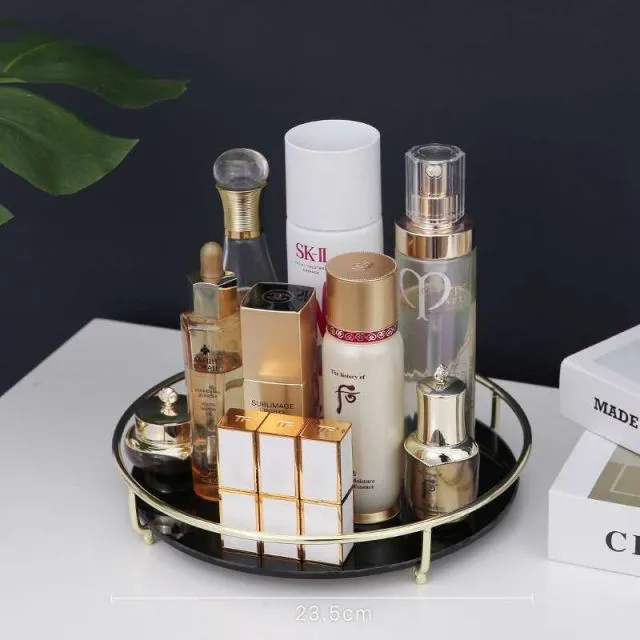 Nordic Metal Glass Makeup Organizer, Cosmetic Storage Box I SPAFAIR