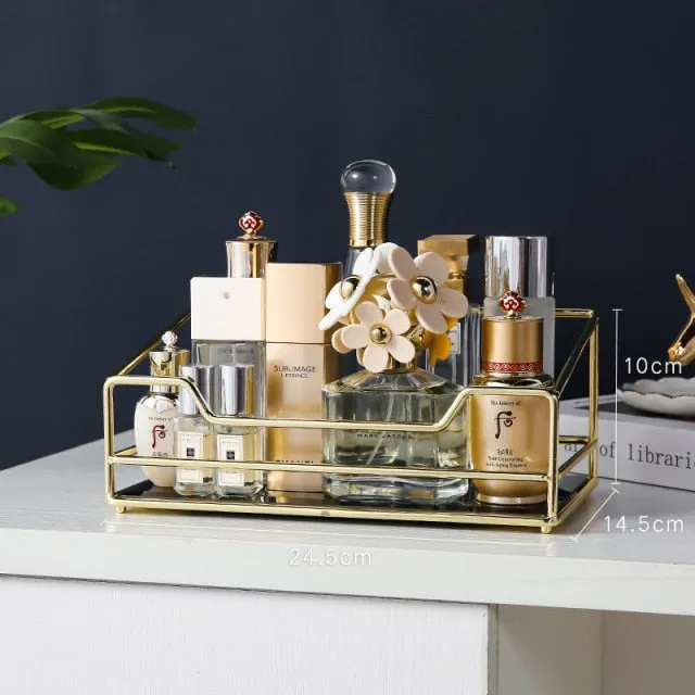 Nordic Metal Glass Makeup Organizer, Cosmetic Storage Box I SPAFAIR