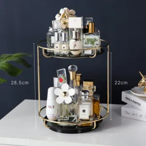 Nordic Metal Glass Makeup Organizer, Cosmetic Storage Box I SPAFAIR